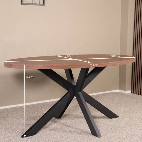 Lizzely Garden & Living Eettafel ovaal melamine 160cm Tommy bruin ovale tafel