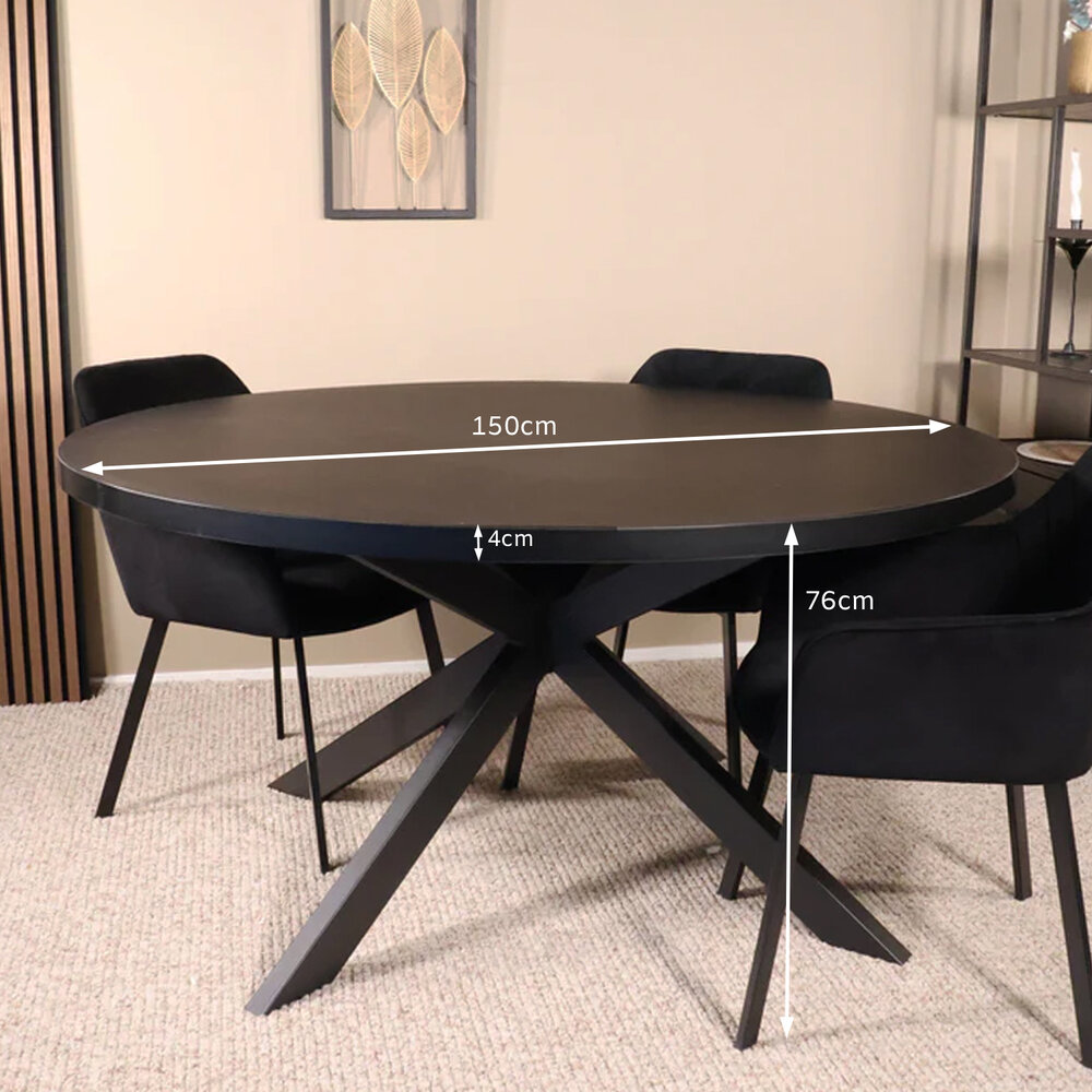 Eettafel rond melamine 150cm Sanne zwart