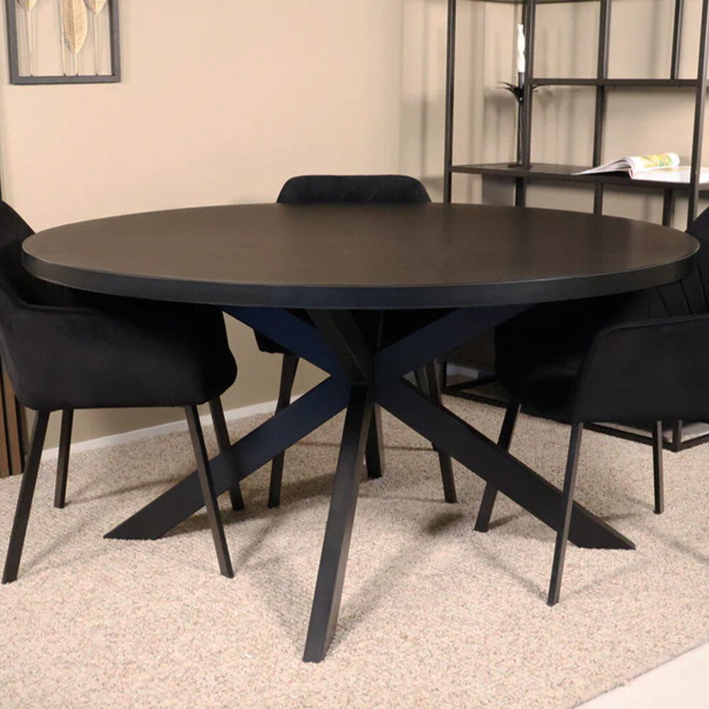 Eettafel rond melamine 150cm Sanne zwart
