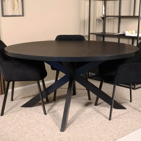 Lizzely Garden & Living Eettafel rond melamine 150cm Sanne zwart