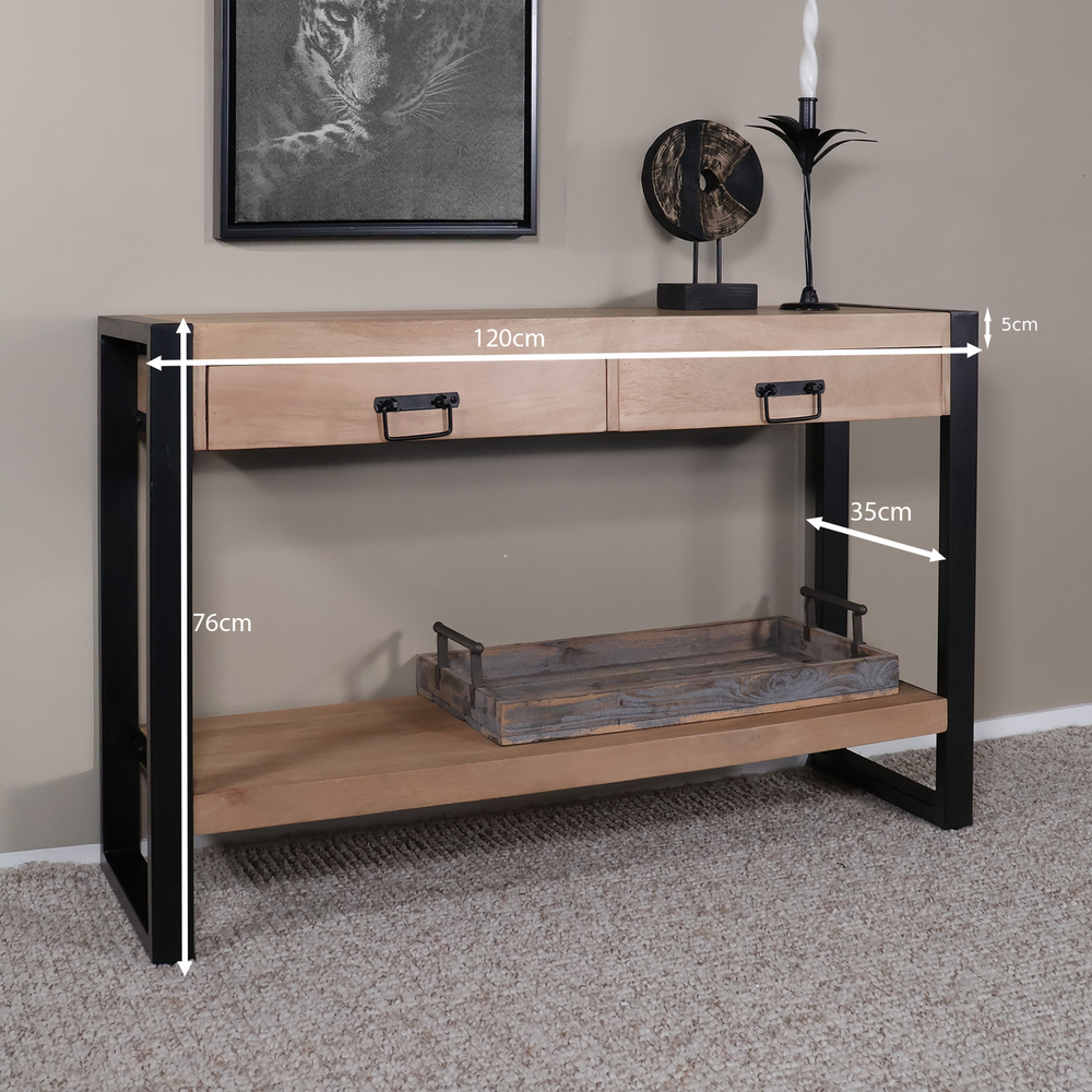 Bijzettafel 120cm mangohout Vera lichtbruin