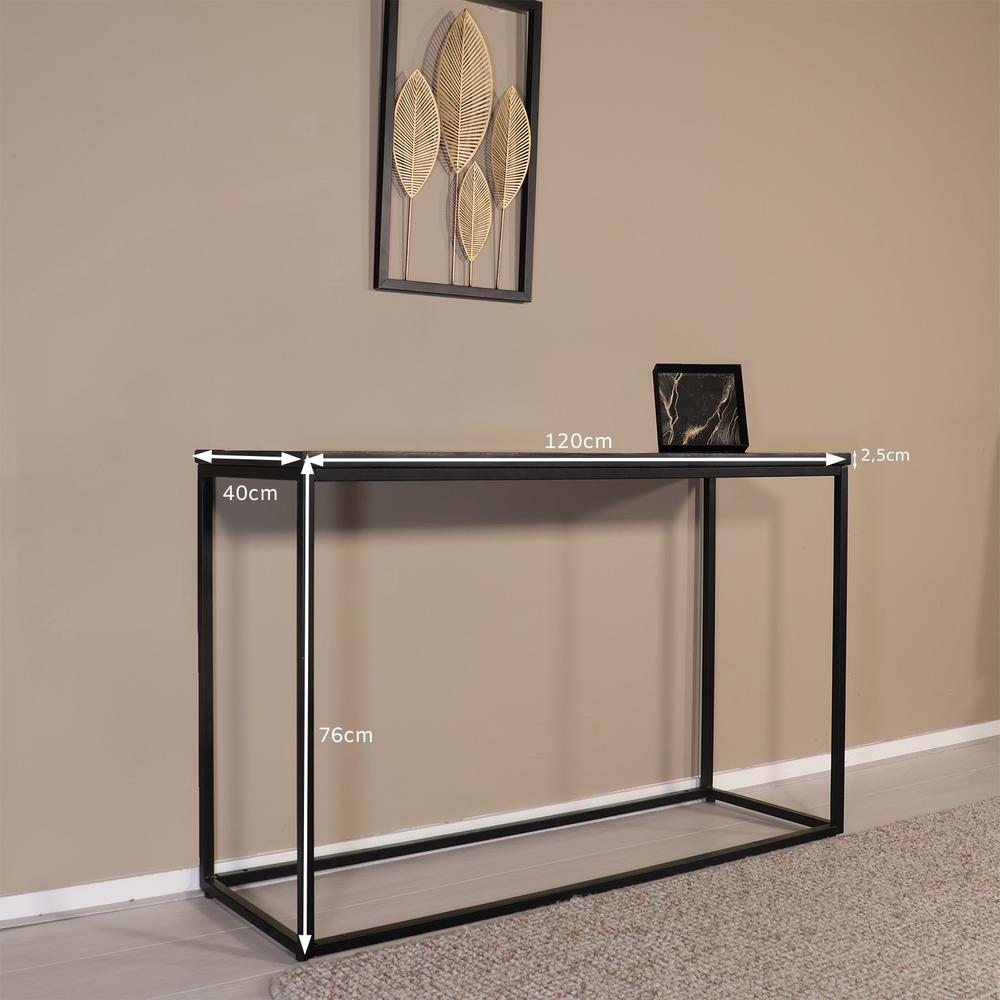 Bijzettafel mangohout Osso 120cm zwart