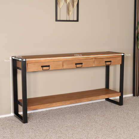 Lizzely Garden & Living Bijzettafel 150cm mangohout Vera bruin