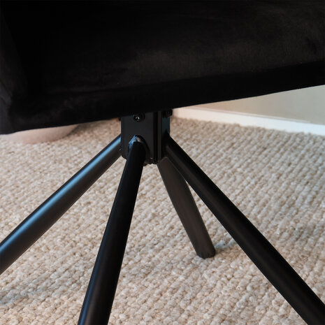 Lizzely Garden & Living Eetkamerstoel draaibaar Tamara zwart velvet draaibare eetstoel