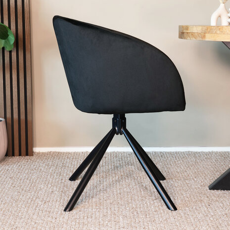 Lizzely Garden & Living Eetkamerstoel draaibaar Tamara zwart velvet draaibare eetstoel