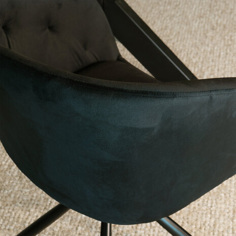 Lizzely Garden & Living Eetkamerstoel draaibaar Tamara zwart velvet draaibare eetstoel