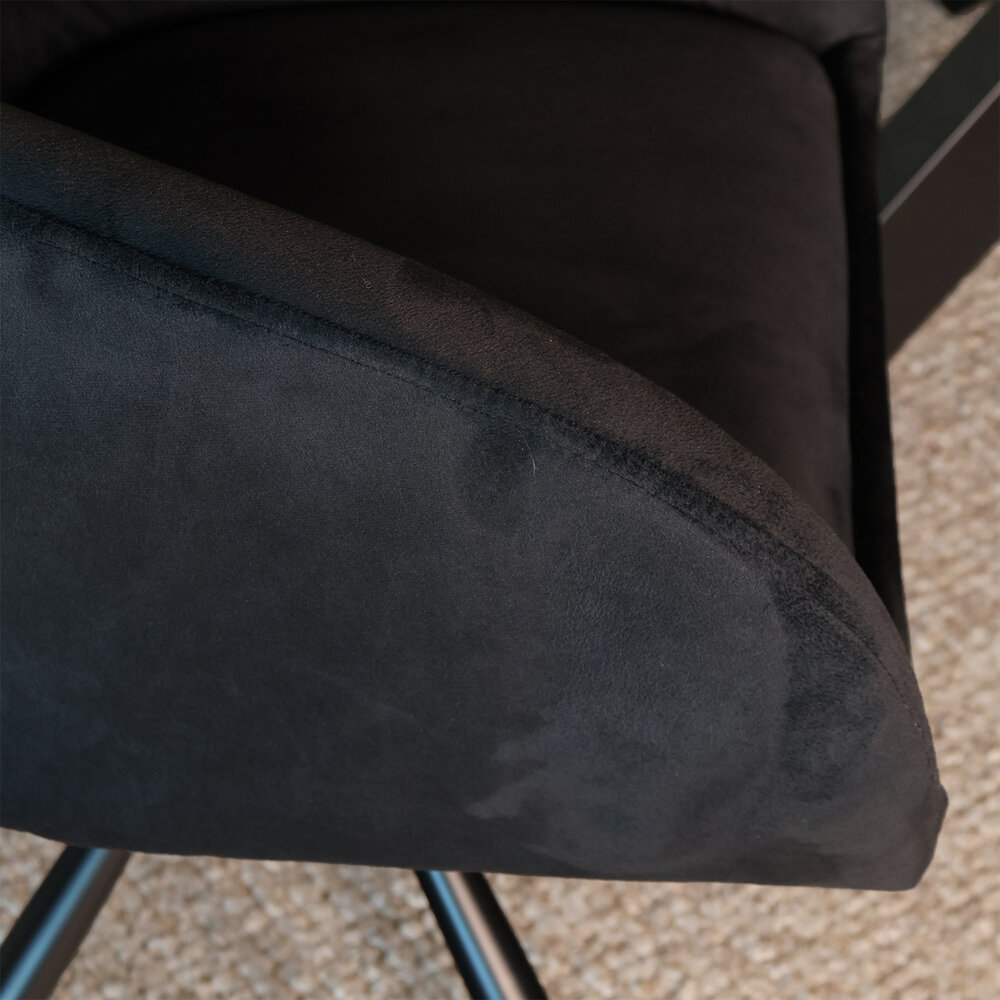 Eetkamerstoel draaibaar Tamara zwart velvet draaibare eetstoel