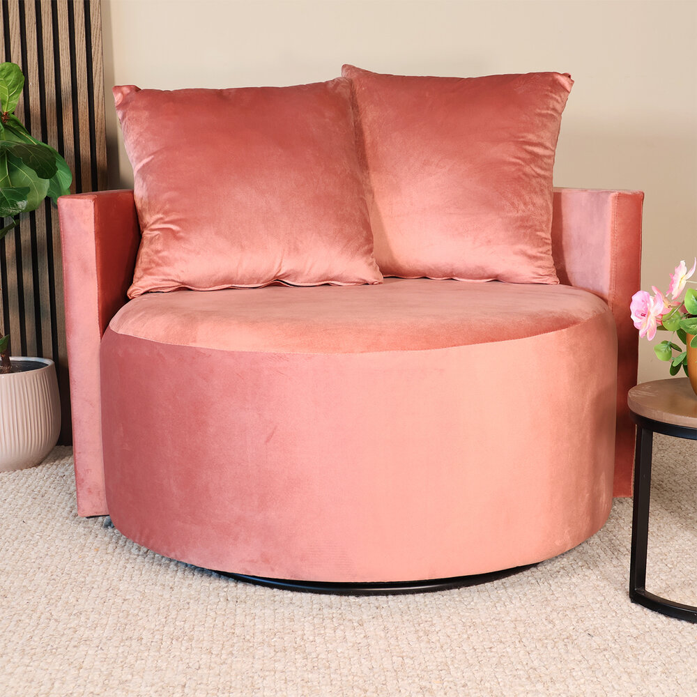 Fauteuil loveseat velvet oud roze draaibare fauteuil