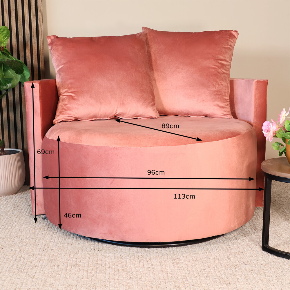 Fauteuil loveseat velvet oud roze draaibare fauteuil