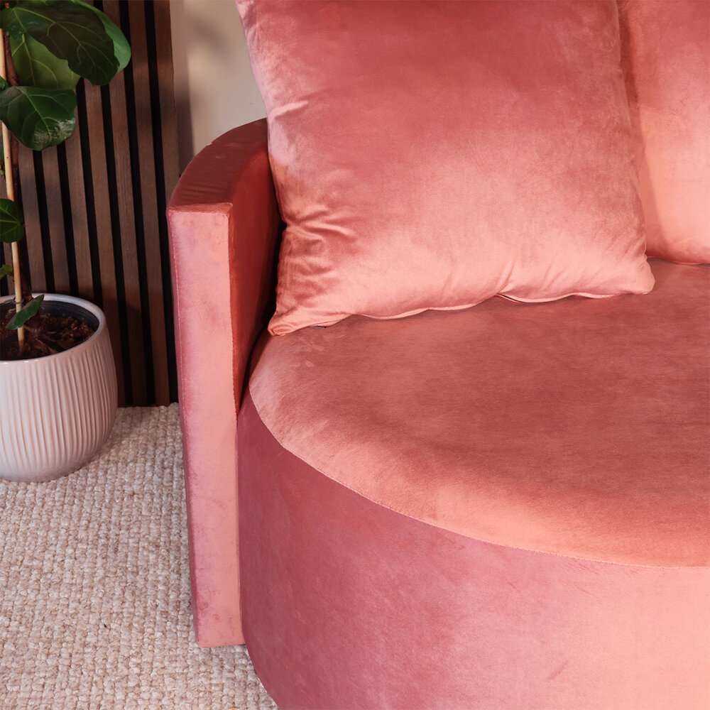 Fauteuil loveseat velvet oud roze draaibare fauteuil