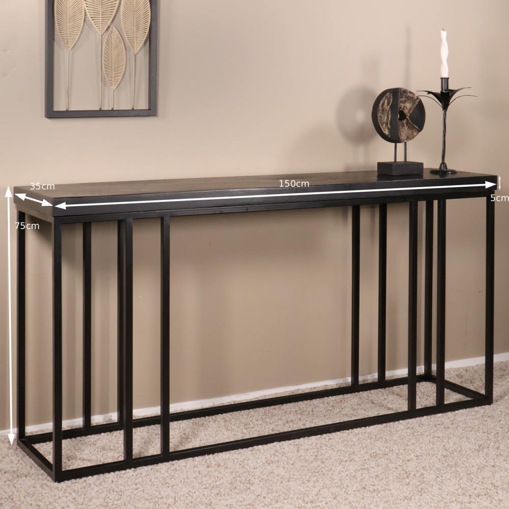 Bijzettafel mangohout Don 150cm zwart