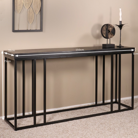 Lizzely Garden & Living Bijzettafel mangohout Don 150cm zwart