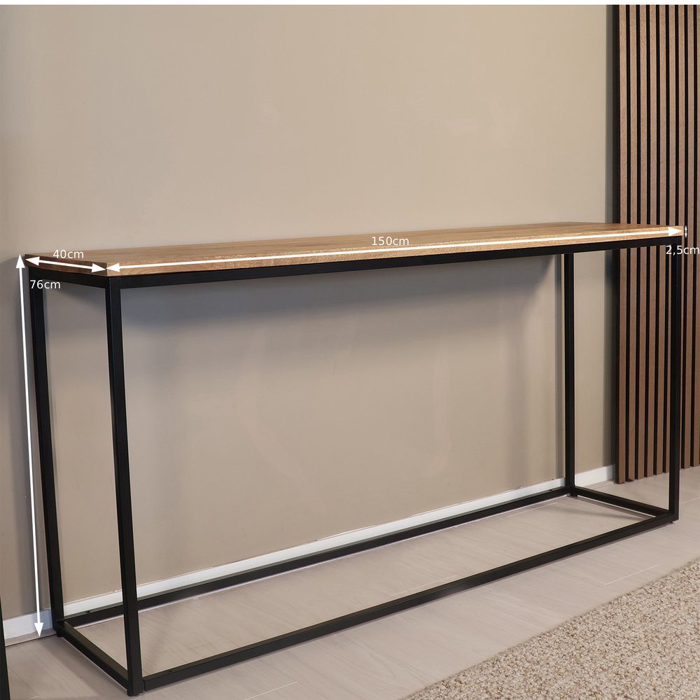 Bijzettafel mangohout Osso 150cm lichtbruin