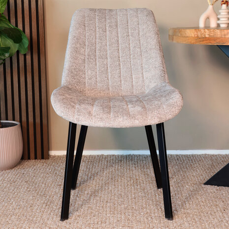 Lizzely Garden & Living Eetkamerstoel Susta grijs chenille eetstoel