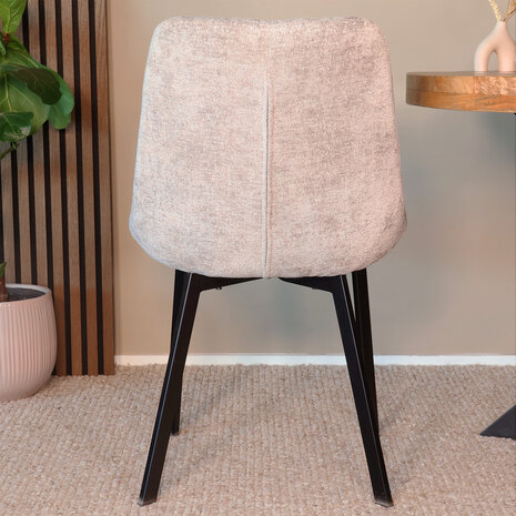 Lizzely Garden & Living Eetkamerstoel Susta grijs chenille eetstoel