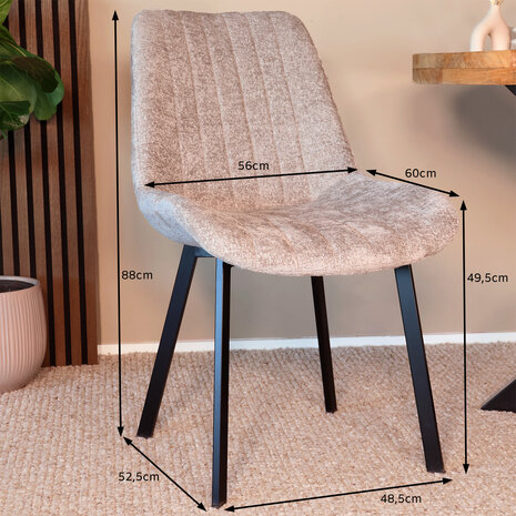 Lizzely Garden & Living Eetkamerstoel Susta grijs chenille eetstoel