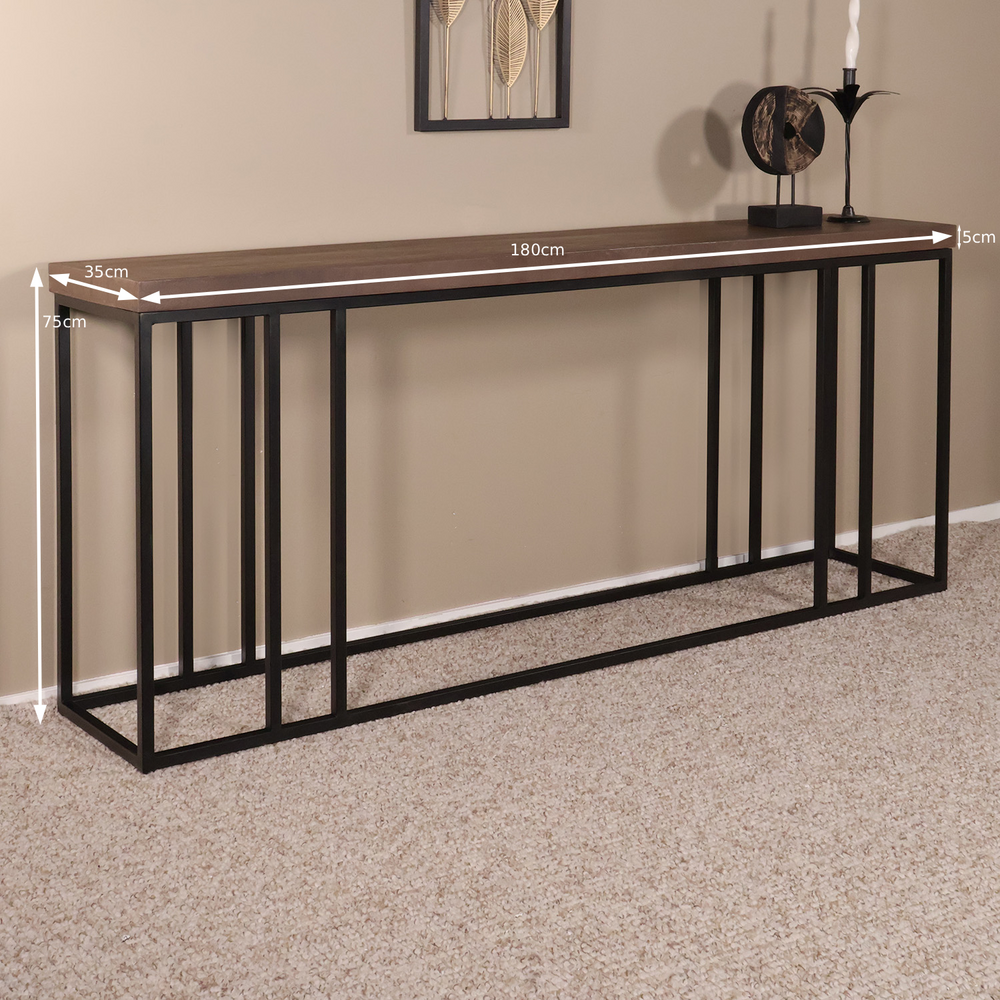 Bijzettafel mangohout Don 180cm walnoot