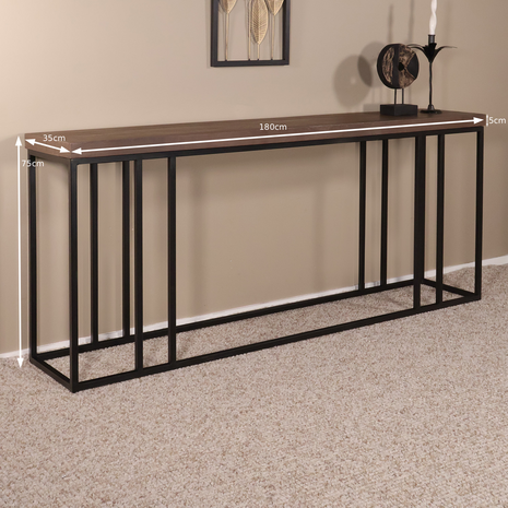 Lizzely Garden & Living Bijzettafel mangohout Don 180cm walnoot