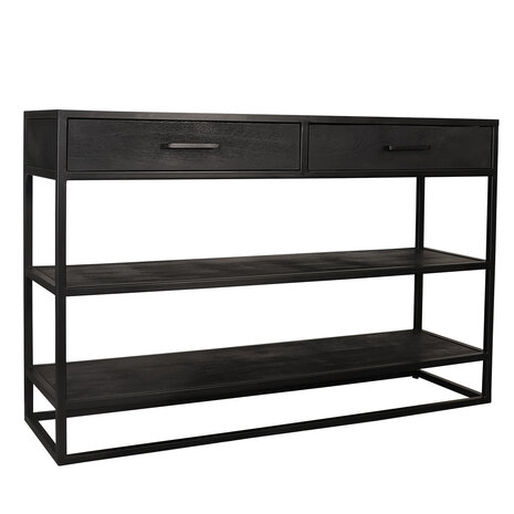 Lizzely Garden & Living Bijzettafel mangohout visgraat Livia 120cm zwart