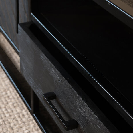 Lizzely Garden & Living TV meubel industrieel Danae zwart visgraat duurzaam mangohout 180cm lengte mango