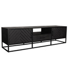 TV meubel industrieel Danae zwart visgraat duurzaam mangohout 180cm lengte mango