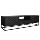 Lizzely Garden & Living TV meubel industrieel Danae zwart visgraat duurzaam mangohout 180cm lengte mango