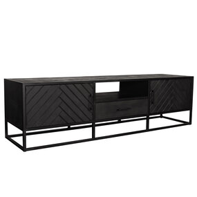 Lizzely Garden & Living TV meubel industrieel Danae zwart visgraat duurzaam mangohout 180cm lengte mango
