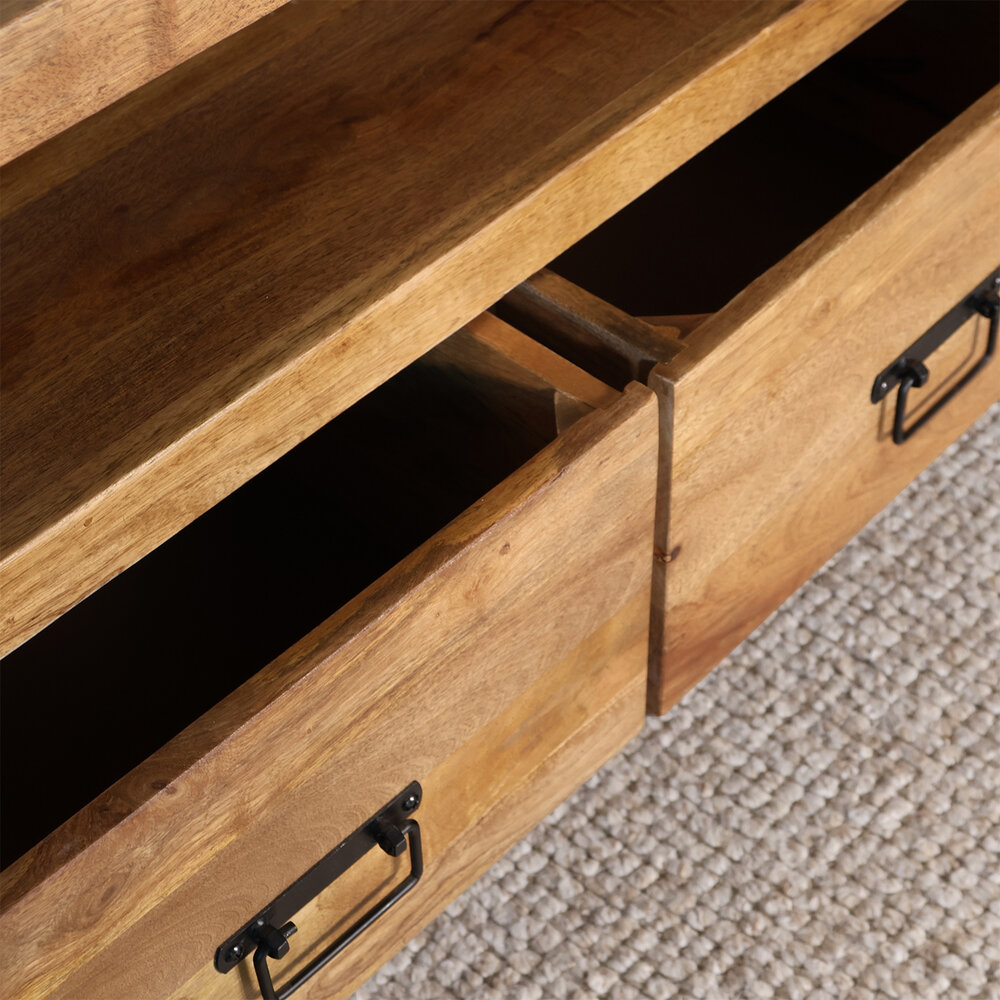 TV meubel mangohout Ilse industrieel 180cm duurzaam massief hout mango