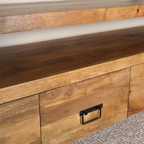 Lizzely Garden & Living TV meubel mangohout Ilse industrieel 180cm duurzaam massief hout mango