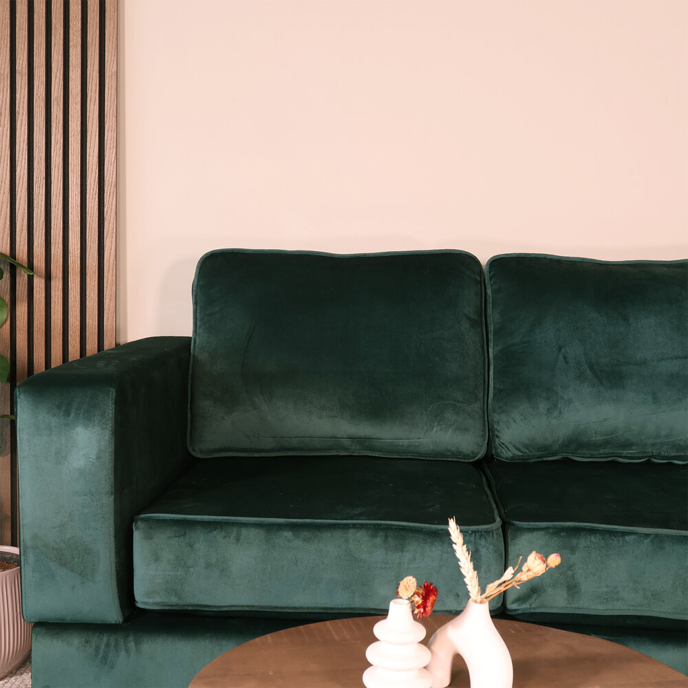 Hoekbank design Venna 200cm bank donkergroen velvet