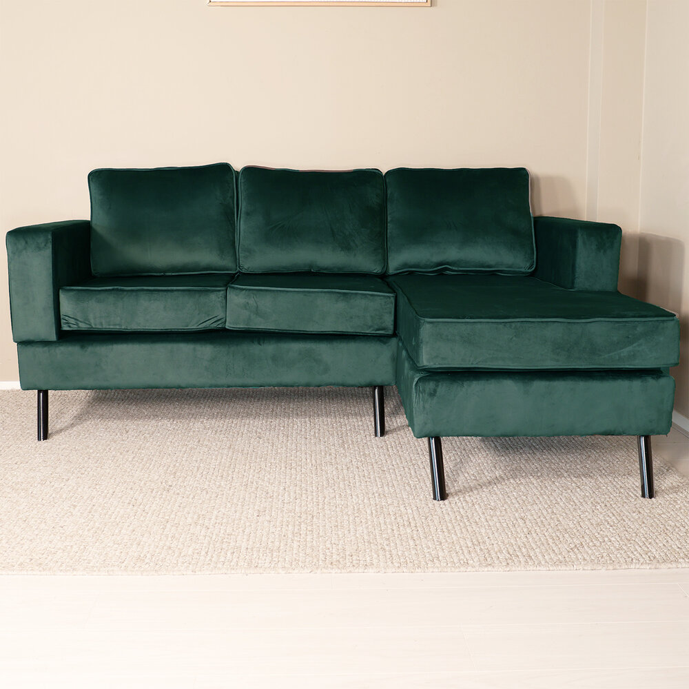 Hoekbank design Venna 200cm bank donkergroen velvet