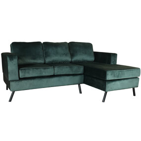 Lizzely Garden & Living Hoekbank design Venna 200cm bank donkergroen velvet