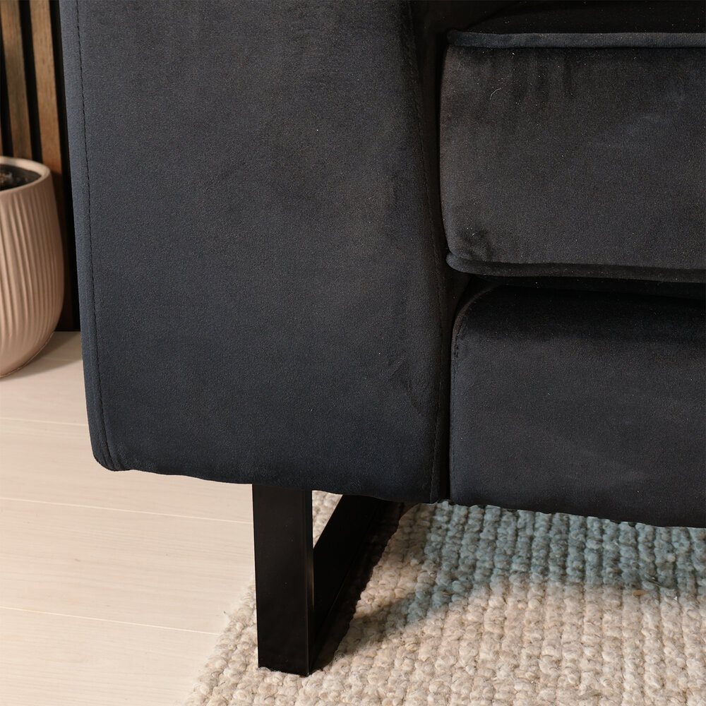 Hoekbank design Puckerto 290cm velvet zwart rechts loungebank