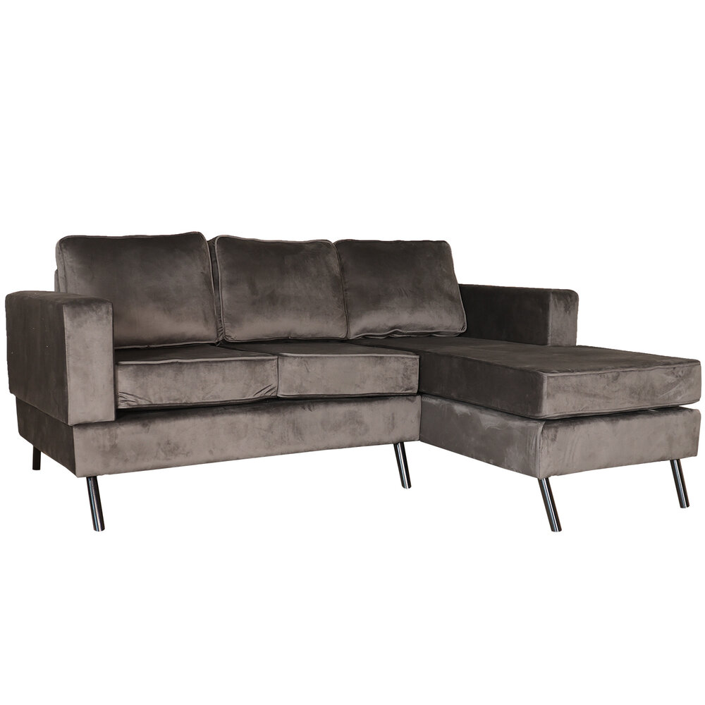 Hoekbank design Venna 200cm donkergrijs velvet