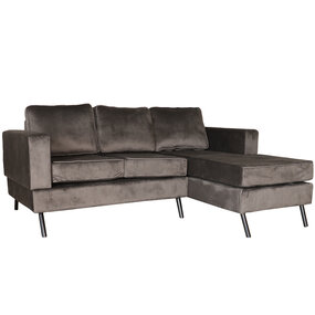 Lizzely Garden & Living Hoekbank design Venna 200cm donkergrijs velvet