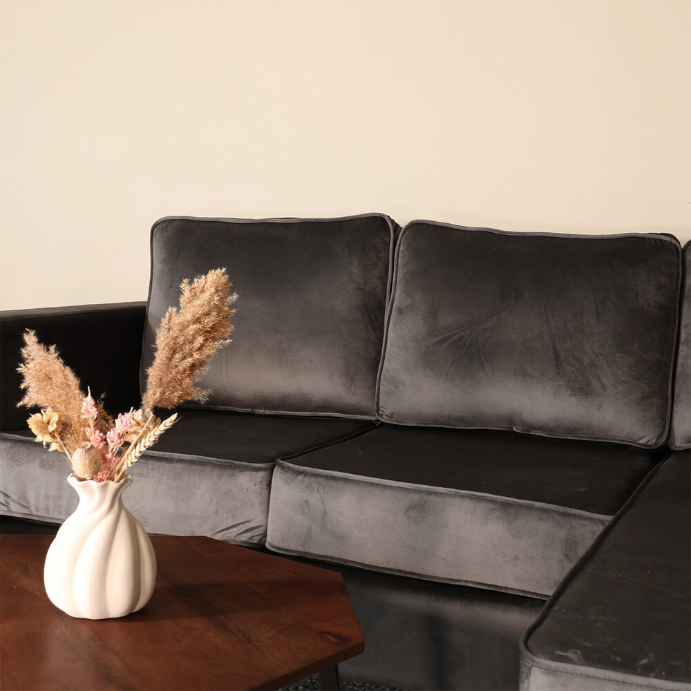 Hoekbank design Venna 200cm donkergrijs velvet