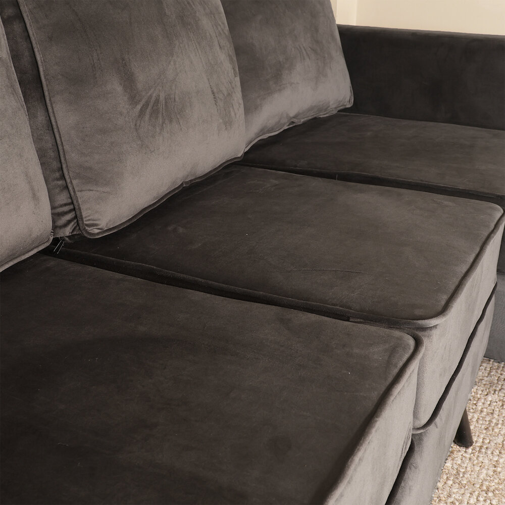 Hoekbank design Venna 200cm donkergrijs velvet
