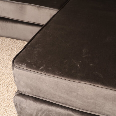 Lizzely Garden & Living Hoekbank design Venna 200cm donkergrijs velvet