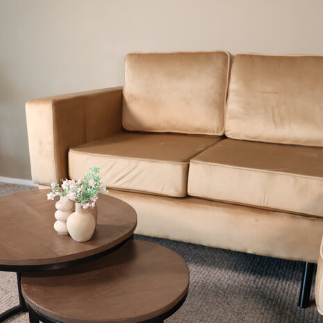 Lizzely Garden & Living Hoekbank design Venna 200cm bank bruin velvet