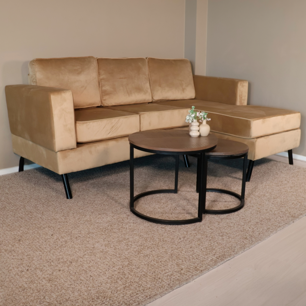 Hoekbank design Venna 200cm bank bruin velvet