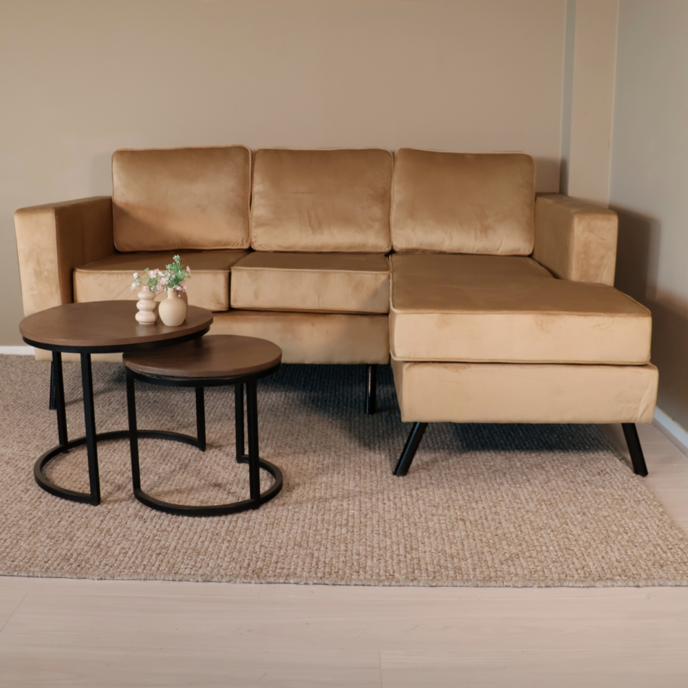 Hoekbank design Venna 200cm bank bruin velvet