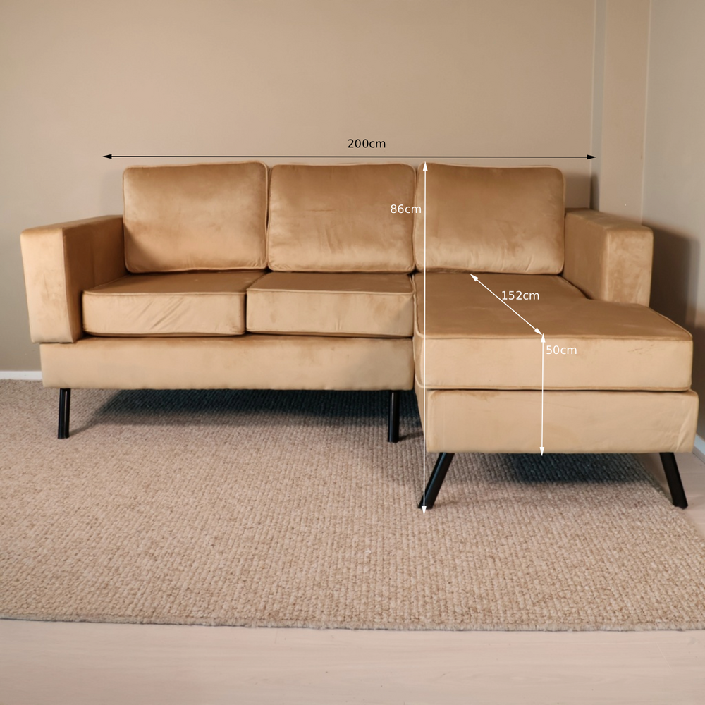 Hoekbank design Venna 200cm bank bruin velvet