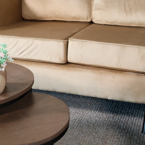 Lizzely Garden & Living Hoekbank design Venna 200cm bank bruin velvet