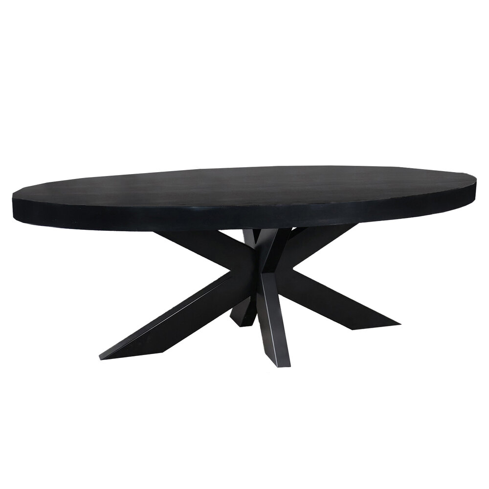 Salontafel ovaal mangohout 130cm Jimmy zwart