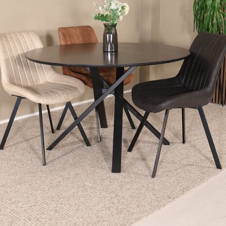 Lizzely Garden & Living Eettafel rond Ronsi Antoinette zwart 120cm ronde tafel
