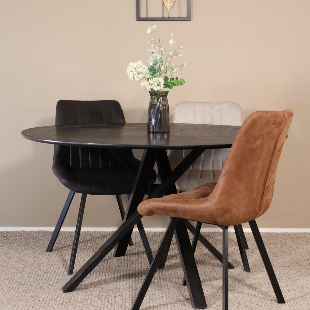 Eettafel rond Ronsi Antoinette zwart 140cm ronde tafel