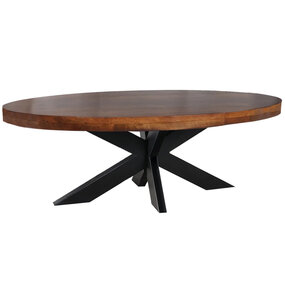 Lizzely Garden & Living Salontafel ovaal mangohout 130cm Jimmy bruin