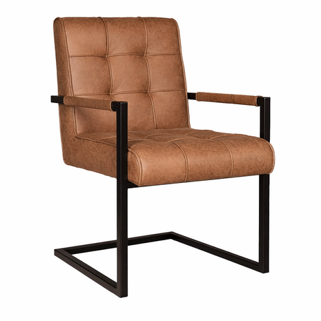 Lizzely Garden & Living Eetkamerstoel met armleuning Milan cognac microvezel industrieel Lizzely Garden & Living Eetkamerstoel met armleuning Milan cognac microvezel industrieel