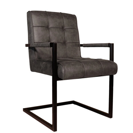 Lizzely Garden & Living Eetkamerstoel met armleuning Milan antraciet microvezel industrieel