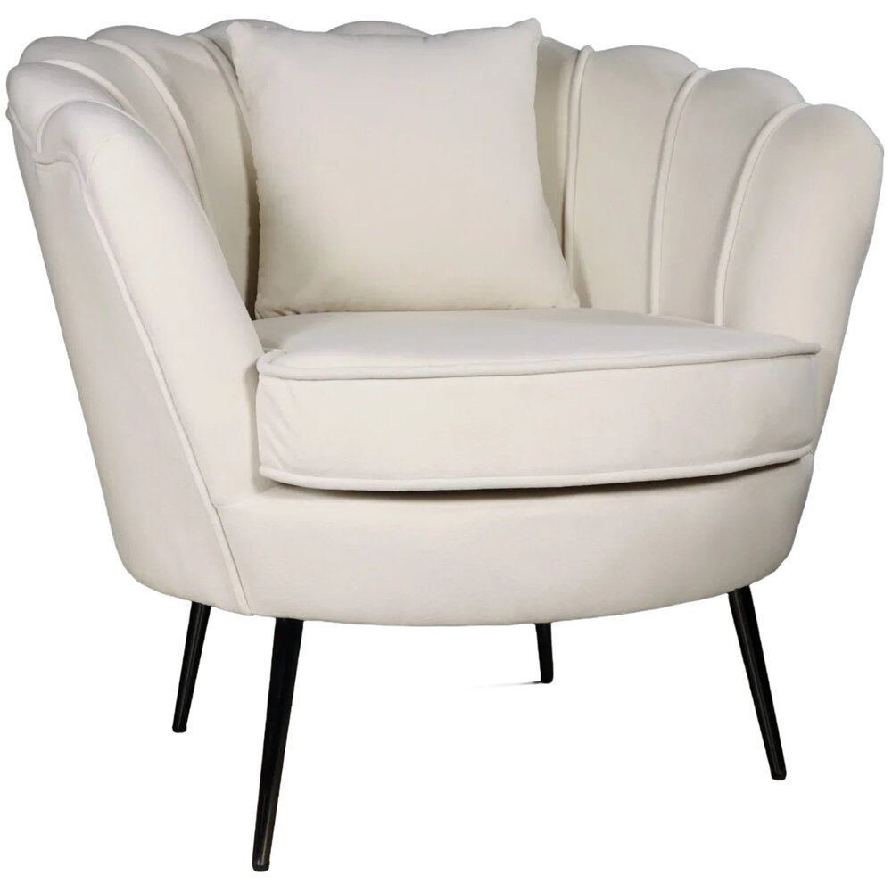 Fauteuil zitbank 1 persoons stoel Anna velvet creme bankje